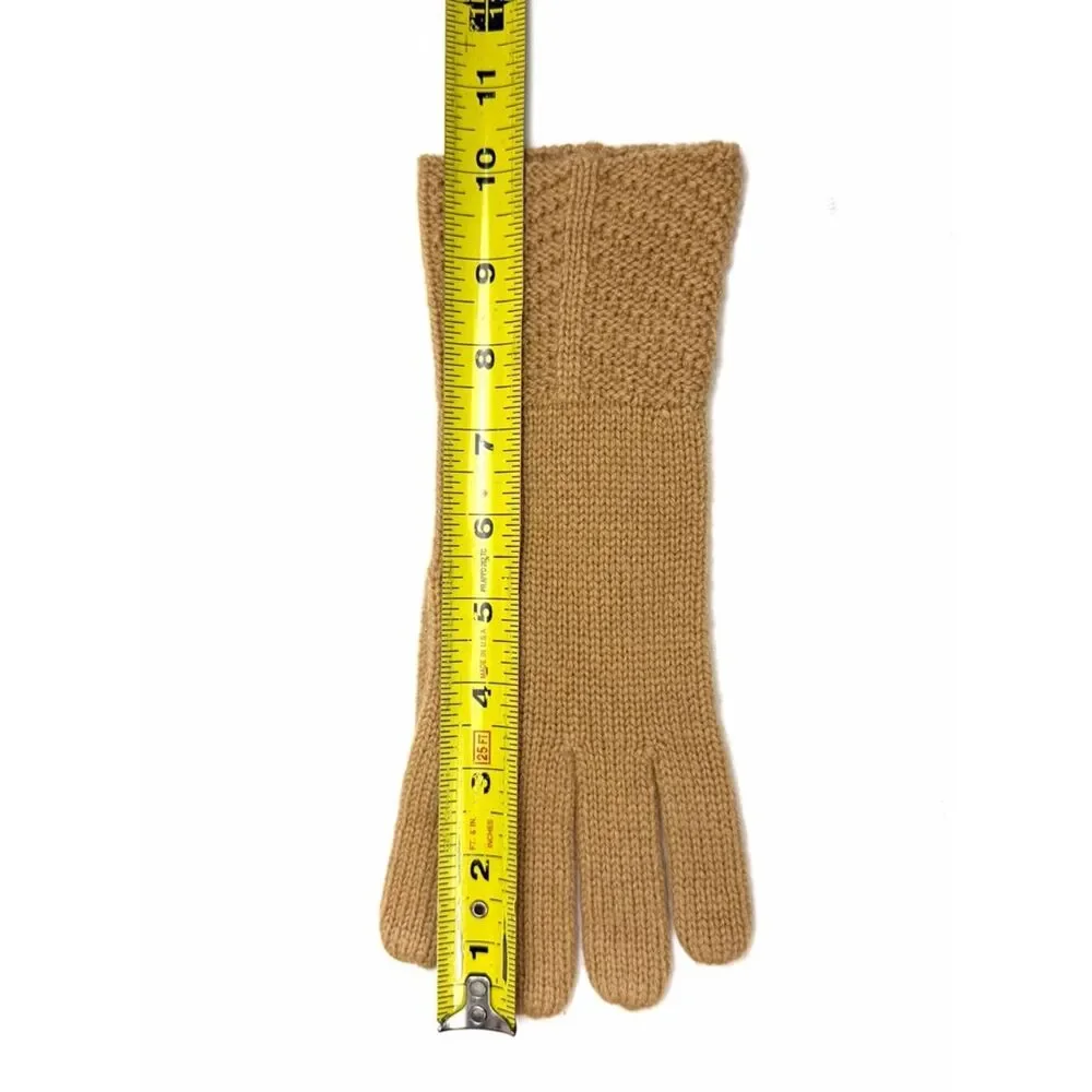 NWOT Lord & Taylor Knit Cashmere Gloves Camel Color One Size Soft Winter